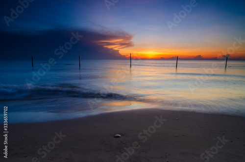 Beautiful scenery during sunrise at Batu Burok Beach located in Terengganu Malaysia