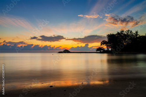 Beautiful scenery during sunrise at Kuala Ibai Beach located in Terengganu Malaysia photo