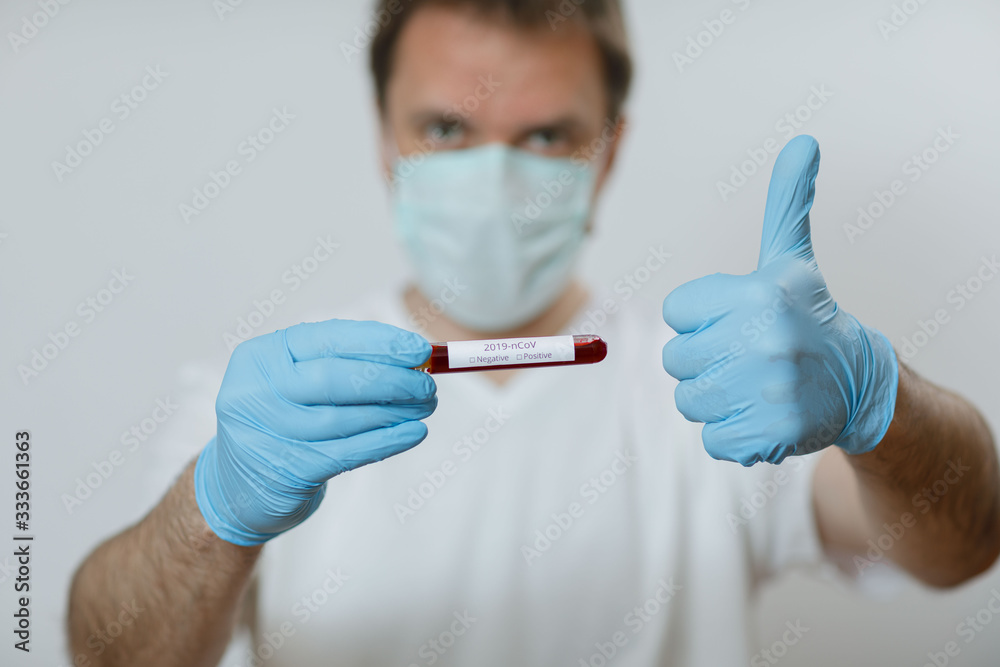 2019-nCoV Coronavirus. Blood Sample in Doctors Hand. Respiratory Syndrome. Coronavirus outbreaking 2019-nCoV Coronavirus. Blood Sample in Doctors Hand. Respiratory Syndrome. Coronavirus outbreaking