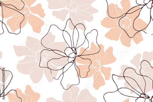 Floral seamless pattern with blossom flowers photo