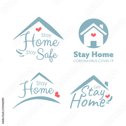 Stay Home Stay Safe concept. Logo design.