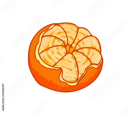 Fresh tangerine. Cartoon vector icon isolated on white