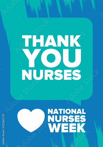 National Nurses Week. Thank you nurses. Medical and health care concept. Fighters against viruses and diseases. In honour of the doctors. Celebrated annual in United States. Vector illustration poster
