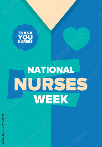 National Nurses Week. Thank you nurses. Medical and health care concept. Fighters against viruses and diseases. In honour of the doctors. Celebrated annual in United States. Vector illustration poster