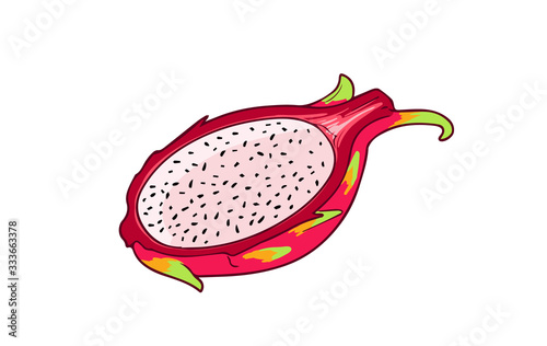 Fresh pitaya. Cartoon vector icon isolated on white