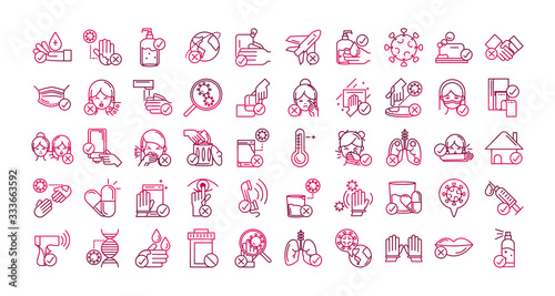 avoid and prevent spread of covid19 icons set gradient icon