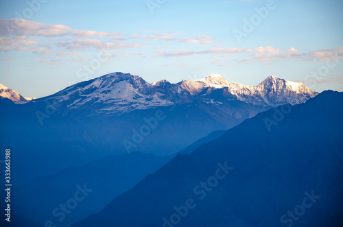 Landscape Himalayas in Nepal beautiful mountains amid blue sky © rosetata