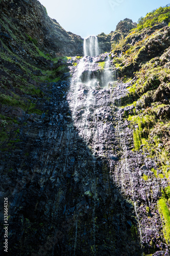 Εκτύπωση καμβά Waterfall with green dosh on the Azores Islands