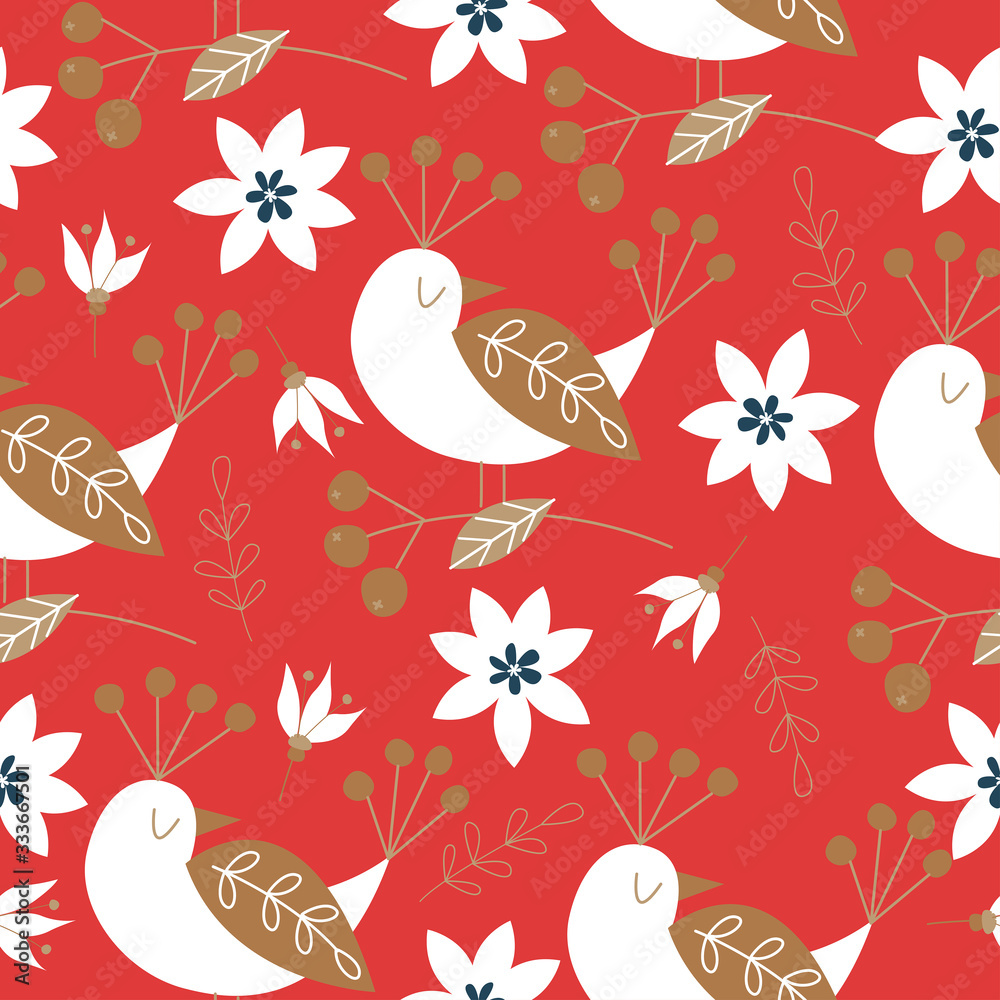 Spring seamless pattern. Vector cute illustration. For printing on fabric or paper. Patterns for clothing, Wallpaper, wrapping paper, tablecloths.