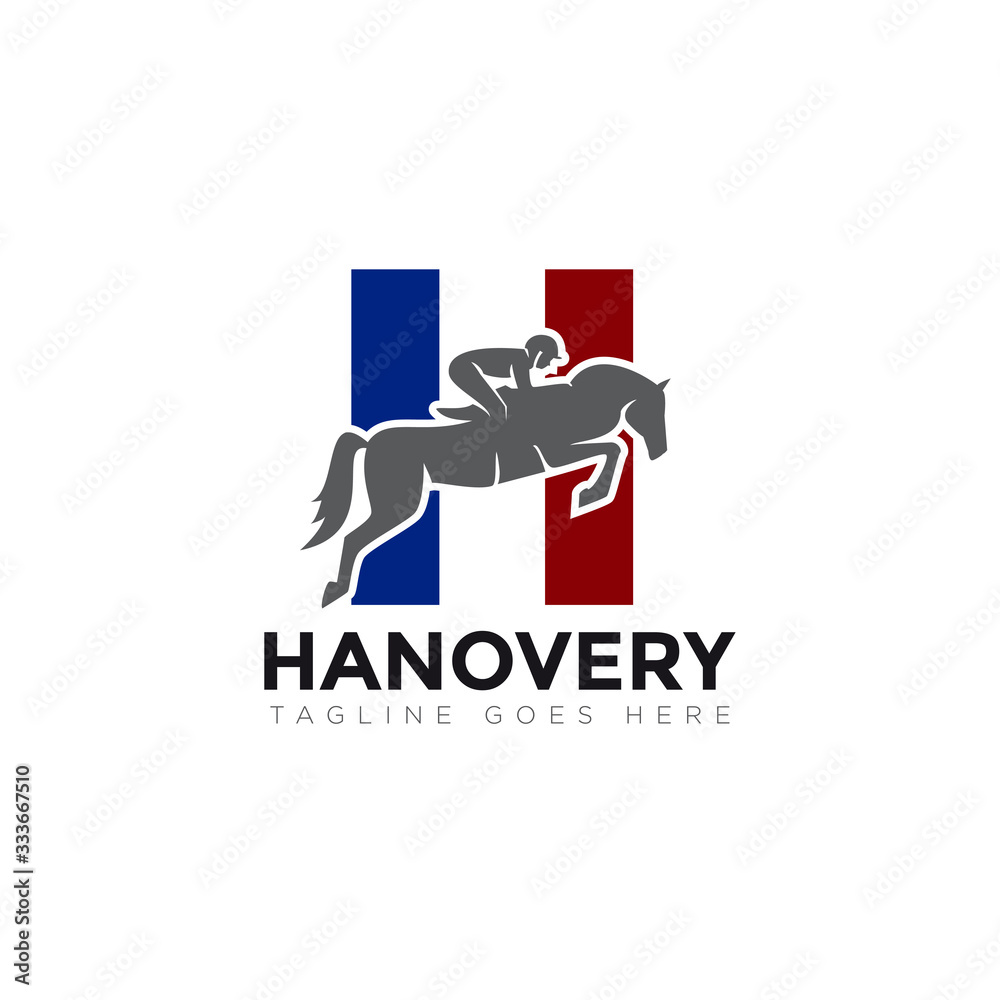 hanovery logo, horse racing with france flags vector