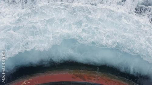 Bow waves of large ship top view