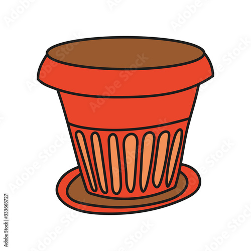 Simplified contour vector color illustration of a large garden pot on a white background.