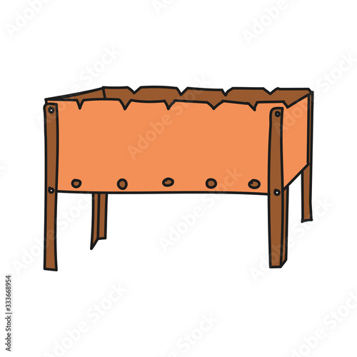 BBQ grill vector line icon isolated on white background.