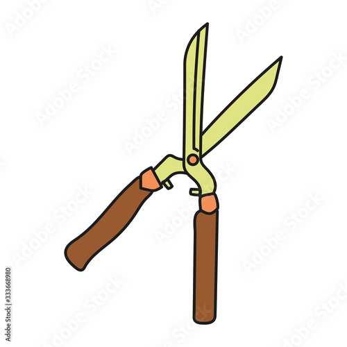 Pruner in hand drawn doodle style isolated on white background.