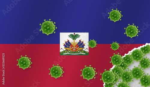 Flag of Haiti with outbreak virus. Epidemic or Pandemic coronavirus  sars  mers  influenza...