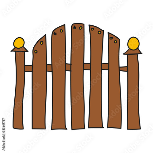 Fence colored vector illustration, modern minimal doodle design style.