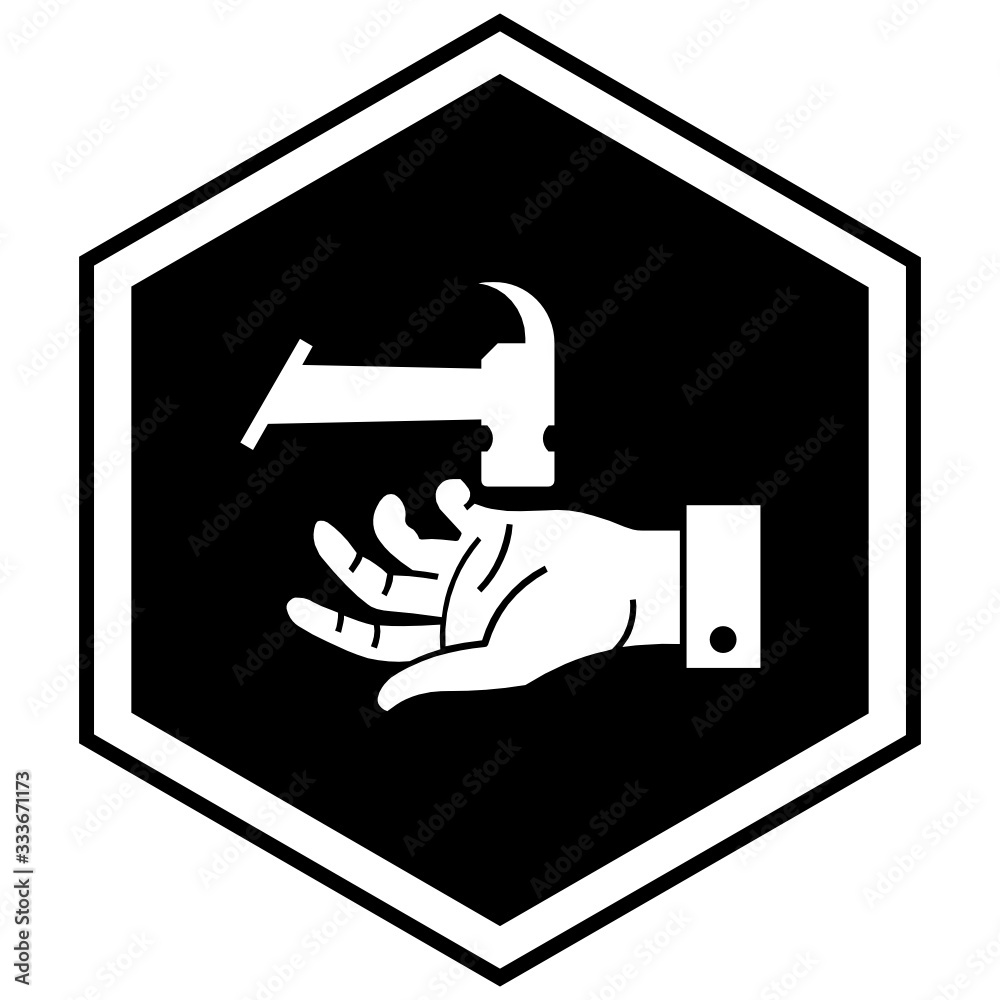 Hand Hazard Warning Vector, Hammer with Hand Safety Glyph Icon, Body