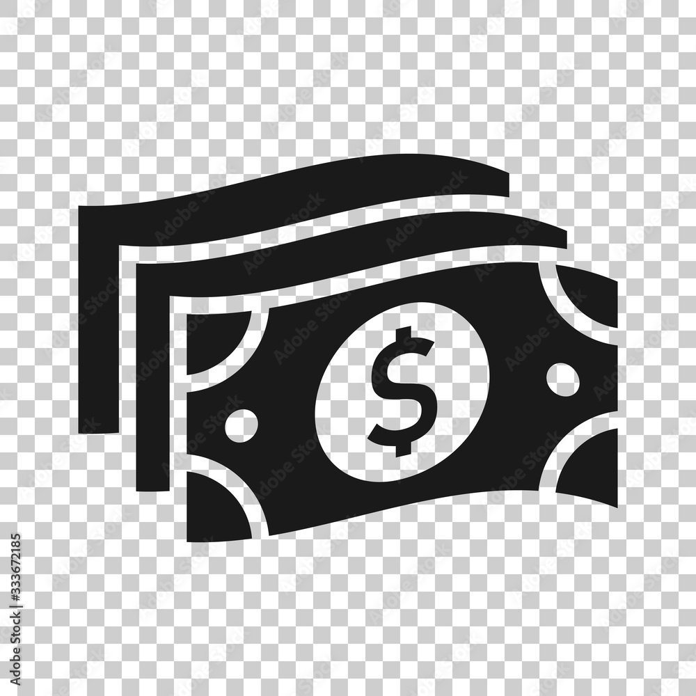 Money stack icon in flat style. Exchange cash vector illustration on white isolated background. Dollar banknote bill business concept.