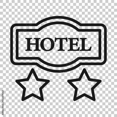 Hotel 2 stars sign icon in flat style. Inn vector illustration on white isolated background. Hostel room information business concept.