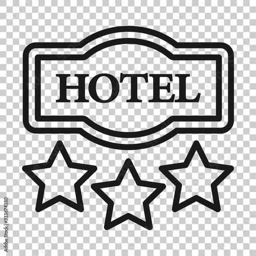 Hotel 3 stars sign icon in flat style. Inn vector illustration on white isolated background. Hostel room information business concept.