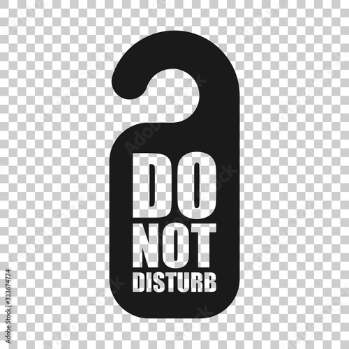 Do not disturb hotel sign icon in flat style. Inn vector illustration on white isolated background. Hostel clean room business concept.