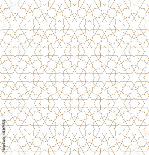 Seamless arabic geometric ornament in brown color.Fine lines.