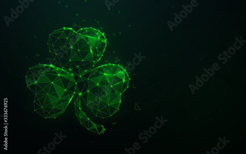 Clover leaf plant form lines, triangles and particle style design