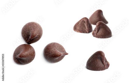 Wallpaper Mural Set of delicious chocolate chips on white background Torontodigital.ca