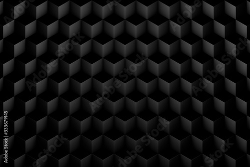 Background abstract minimalistic black / white texture with many rows of volumetric cubes lying in the light. Animation. Mobile briquette wall