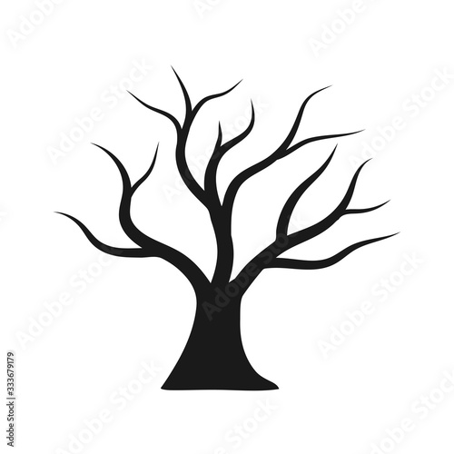 Flat naked tree icon  illustration on white background.Isolated vector tree simple design of forest.
