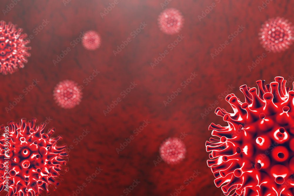 Fototapeta Red coronavirus for background, 3D Rendering