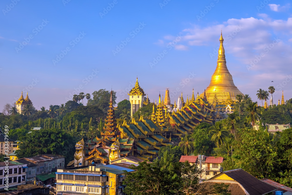 Yangon skyline with Shwedagon Pagoda in Myanmar