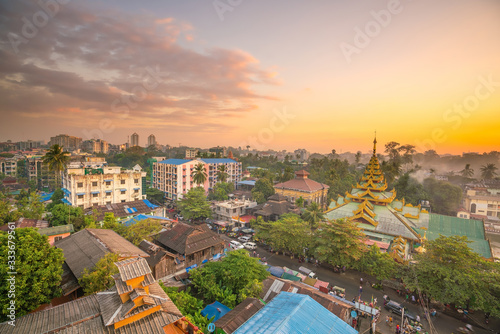 Downtown Yangon skyline in Myanmar