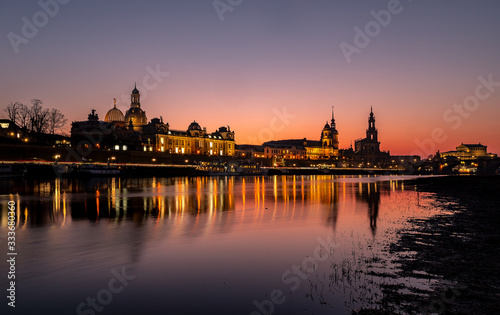 Sunset Dresden Skyline, Saxony, Germany