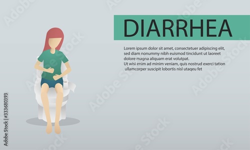 woman with diarrhea symptom; sick woman suffering from diarrhea, stomachache, menstrual period cramp, abdominal pain, food poisoning, gastritis, constipation,Health care and pain concept.