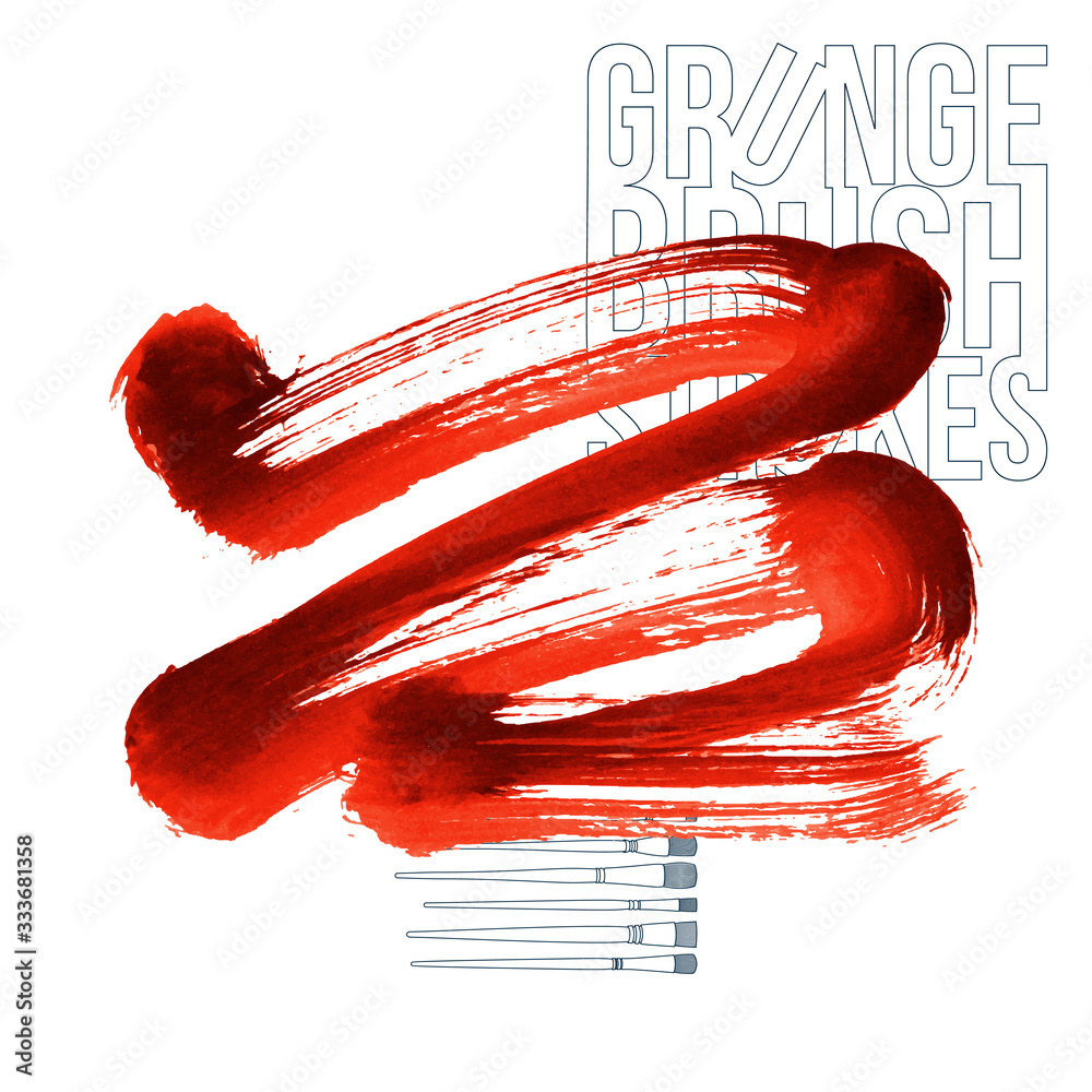 Red brush stroke and texture. Grunge vector abstract hand - painted ...