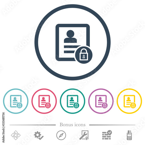 lock contact flat color icons in round outlines