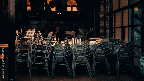 Empty restaurant terrace during the corona threat