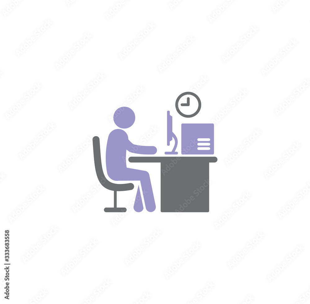 Businessman and computer related icon on background for graphic and web design. Creative illustration concept symbol for web or mobile app