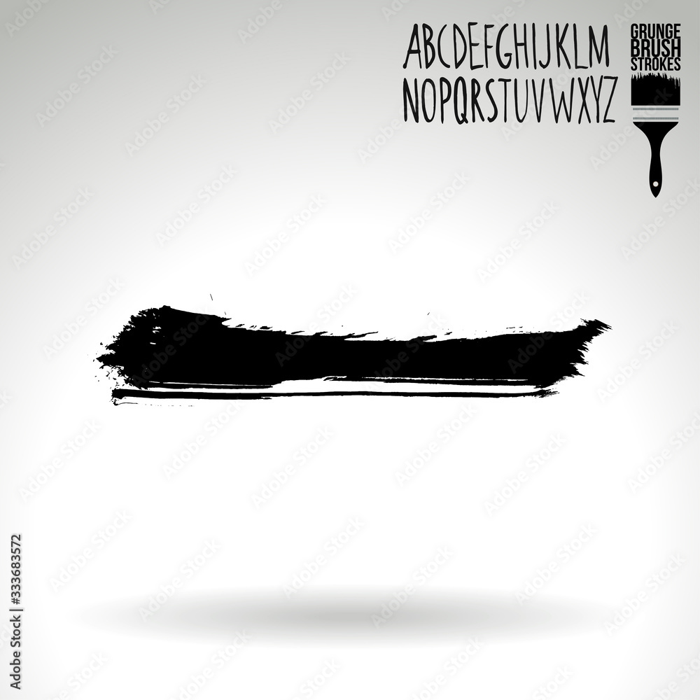 Fototapeta premium Black brush stroke and texture. Grunge vector abstract hand - painted element. Underline and border design.