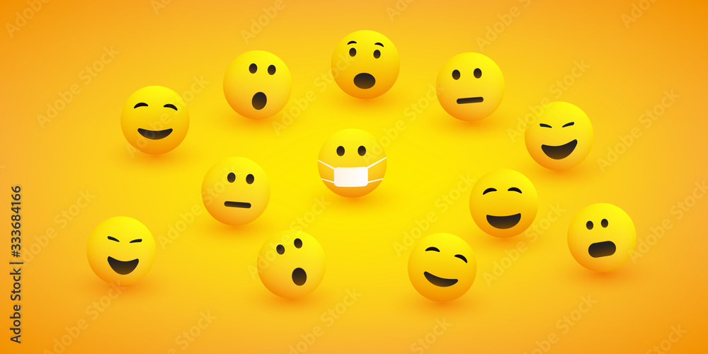 Group of Unprotected People Around a Careful Emoticon Wearing Face Masks to Protect Against Infection Hazard - Design Concept of Irresponsible People During the Global Corona Virus Pandemic Group of Unprotected People Around a Careful Emoticon Wearing Face Masks to Protect Against Infection Hazard - Design Concept of Irresponsible People During the Global Corona Virus Pandemic