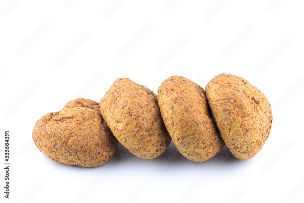 Fresh whole grain bread on white background Fresh whole grain bread on white background