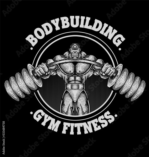 Bodybuilding vintage logo for gym/fitness-vector
