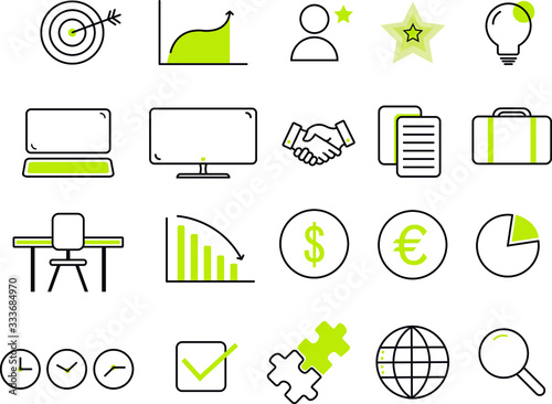 Line icon set for success company