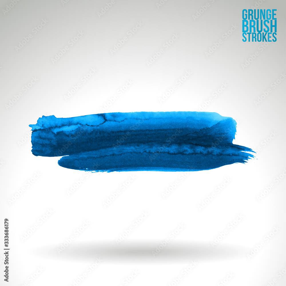 Fototapeta premium Blue brush stroke and texture. Grunge vector abstract hand - painted element. Underline and border design.