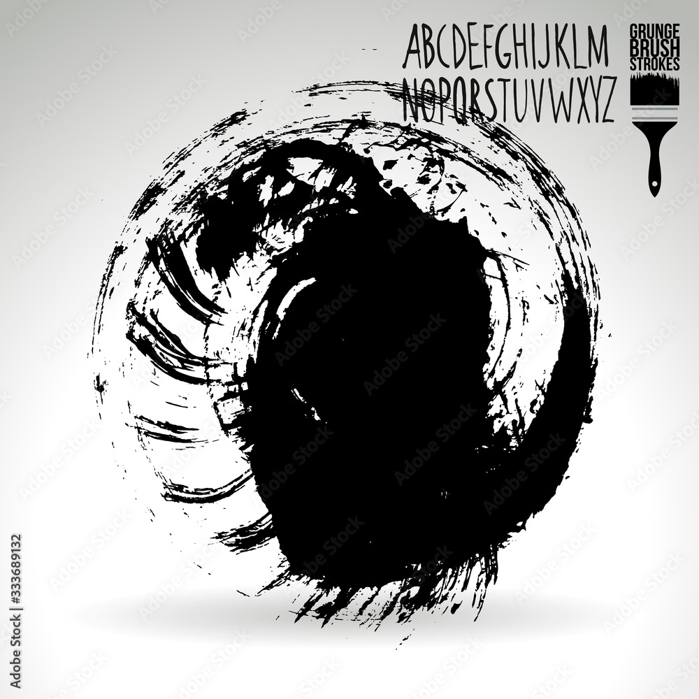 Black brush stroke and texture. Grunge vector abstract hand - painted ...