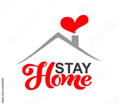 Stay at home. Hand drawn lettering. Vector motivational slogan. Inspirational quote. Modern calligraphy. Home decor.