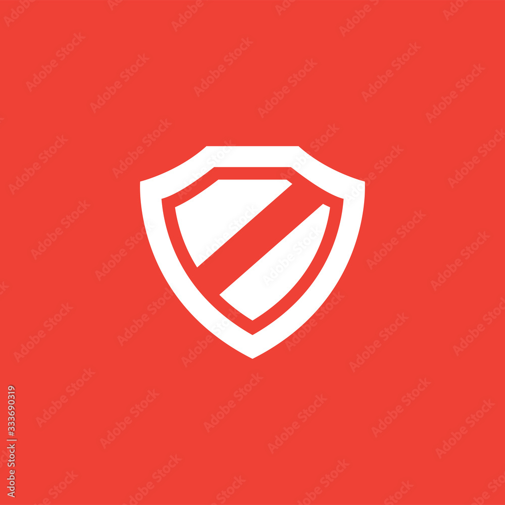 Shield Icon On Red Background. Red Flat Style Vector Illustration Shield Icon On Red Background. Red Flat Style Vector Illustration