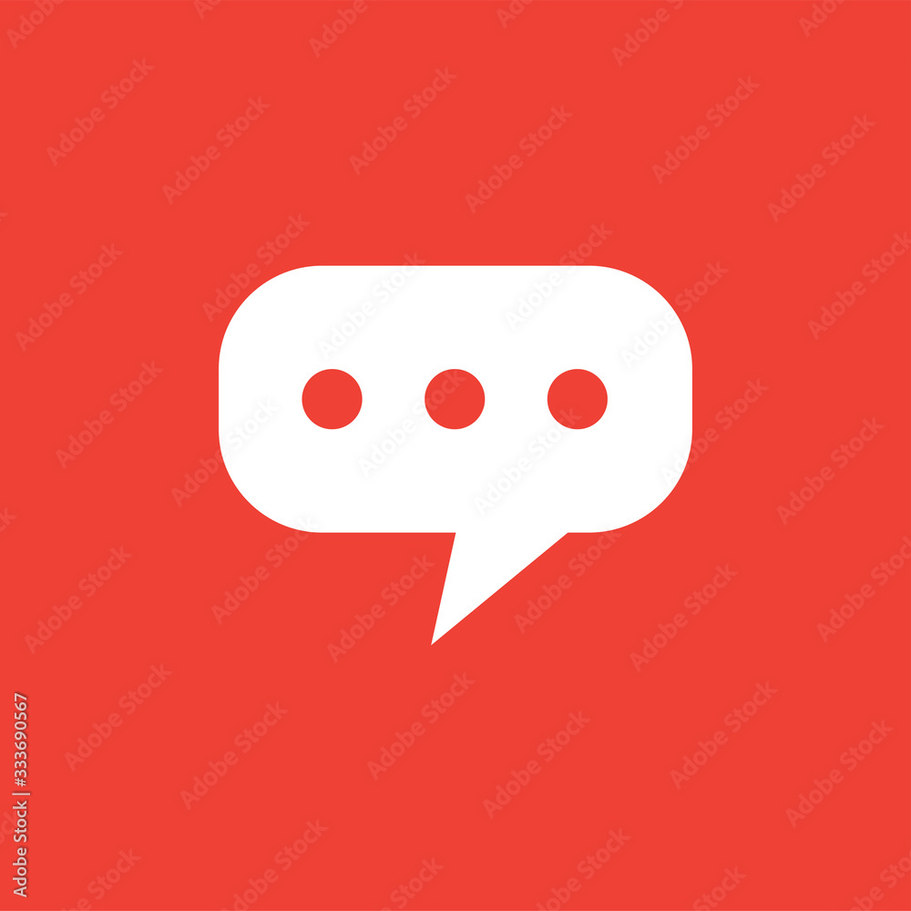 Speech Bubble Icon On Red Background. Red Flat Style Vector Illustration Speech Bubble Icon On Red Background. Red Flat Style Vector Illustration