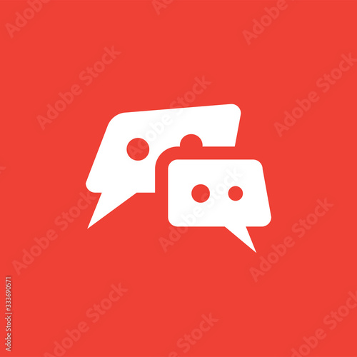 Speech Bubble Icon On Red Background. Red Flat Style Vector Illustration